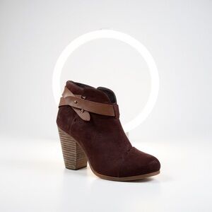 Rag & Bone Harrow Ankle Boots in Brown Wine Waxy Suede Size 37 US 7 Block Heel